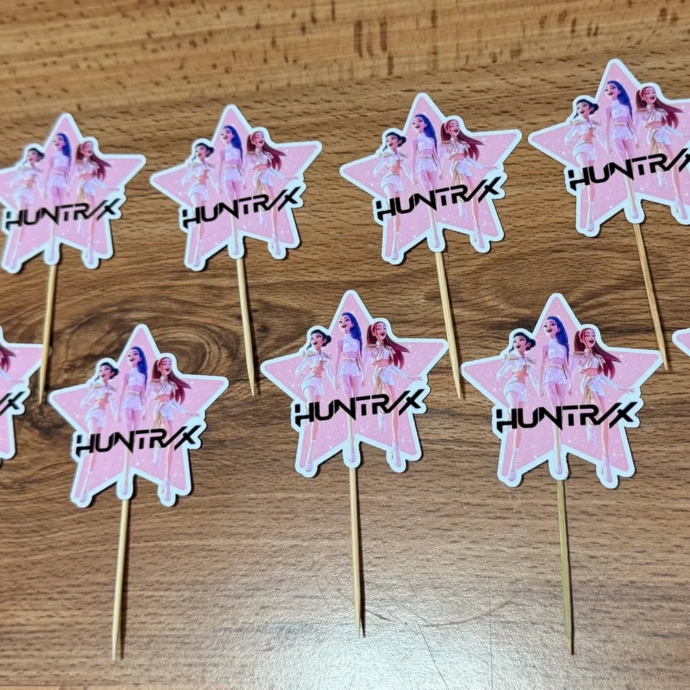 Pink Star Party Huntrix Cupcake Toppers